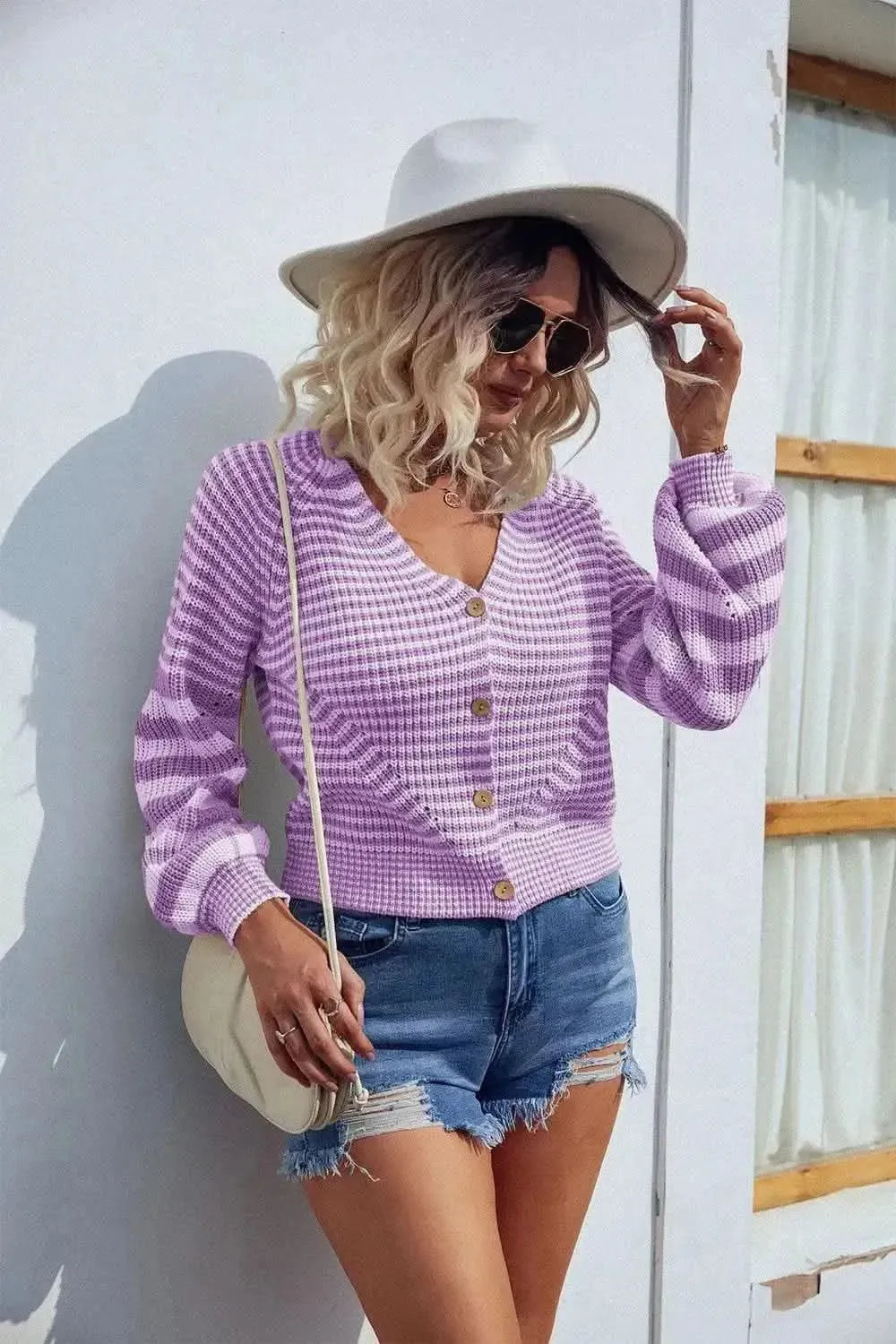Long Sleeve V-Neck Cardigan - Bad Moms Club