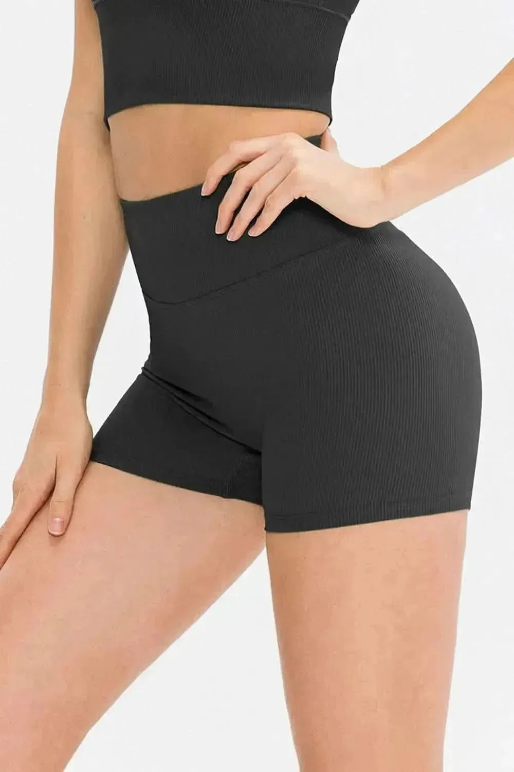 Slim Fit Wide Waistband Sports Shorts - Bad Moms Club
