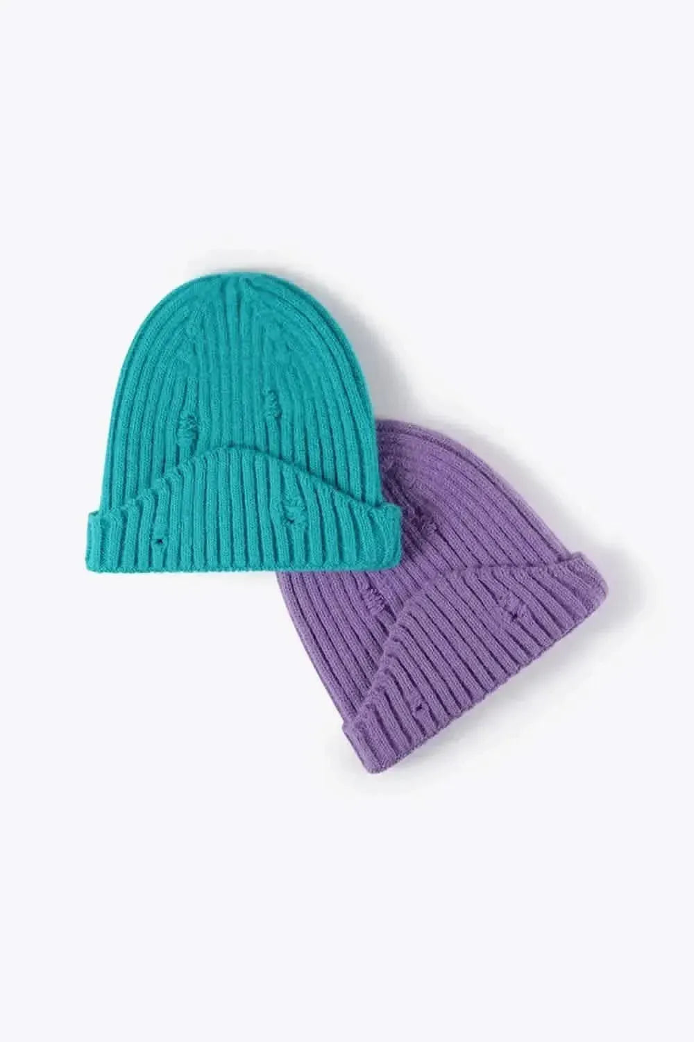 Distressed Rib-Knit Beanie - Bad Moms Club
