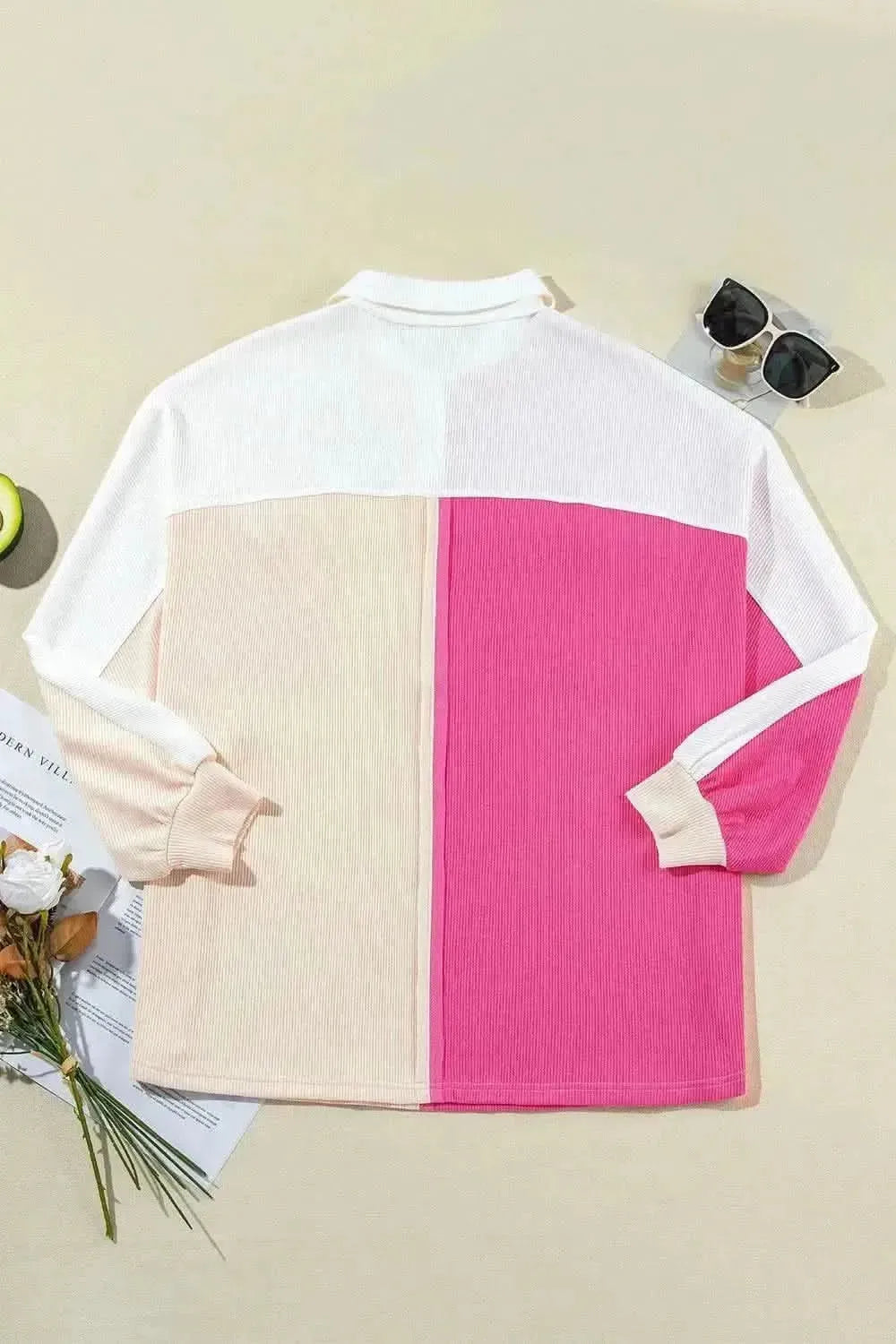 Pocketed Contrast Long Sleeve Sweatshirt - Bad Moms Club