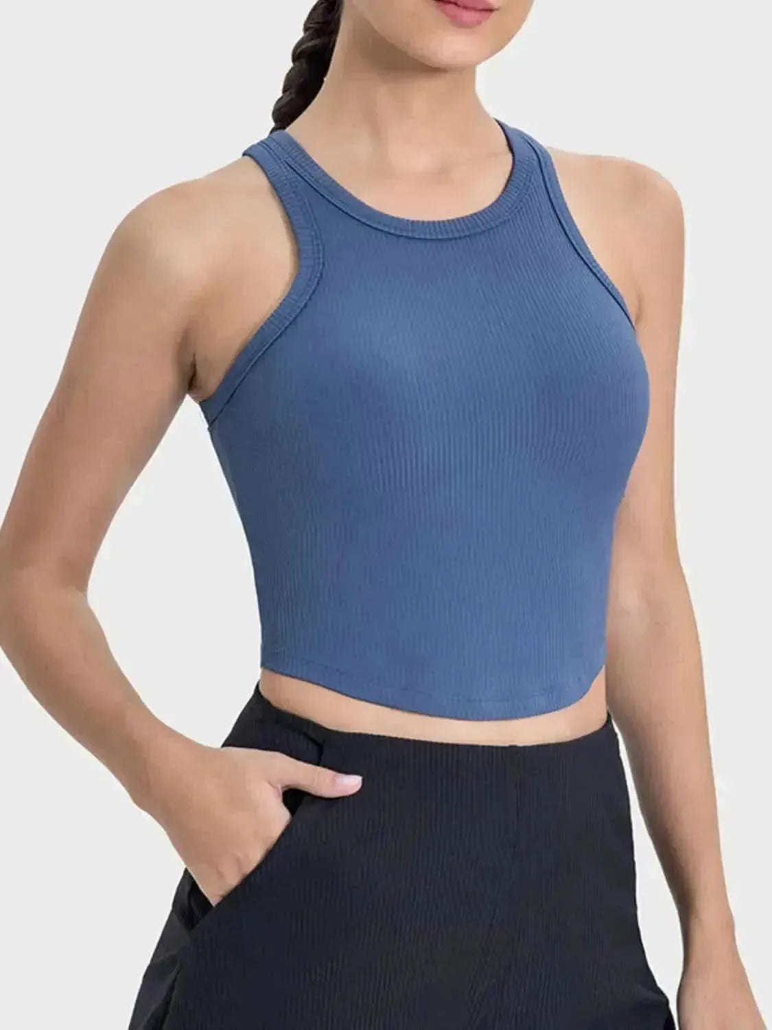 Round Neck Racerback Active Tank - Bad Moms Club