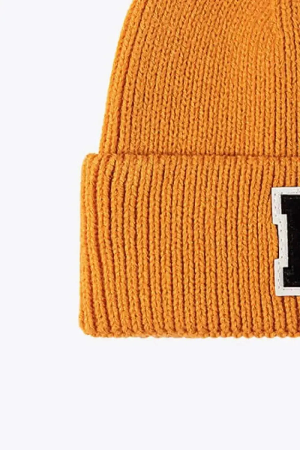 Letter Patch Cuffed Knit Beanie - Bad Moms Club