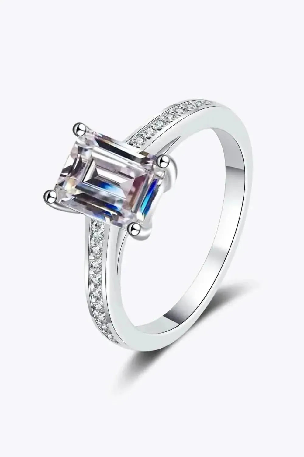925 Sterling Silver Side Stone Moissanite Ring - Bad Moms Club