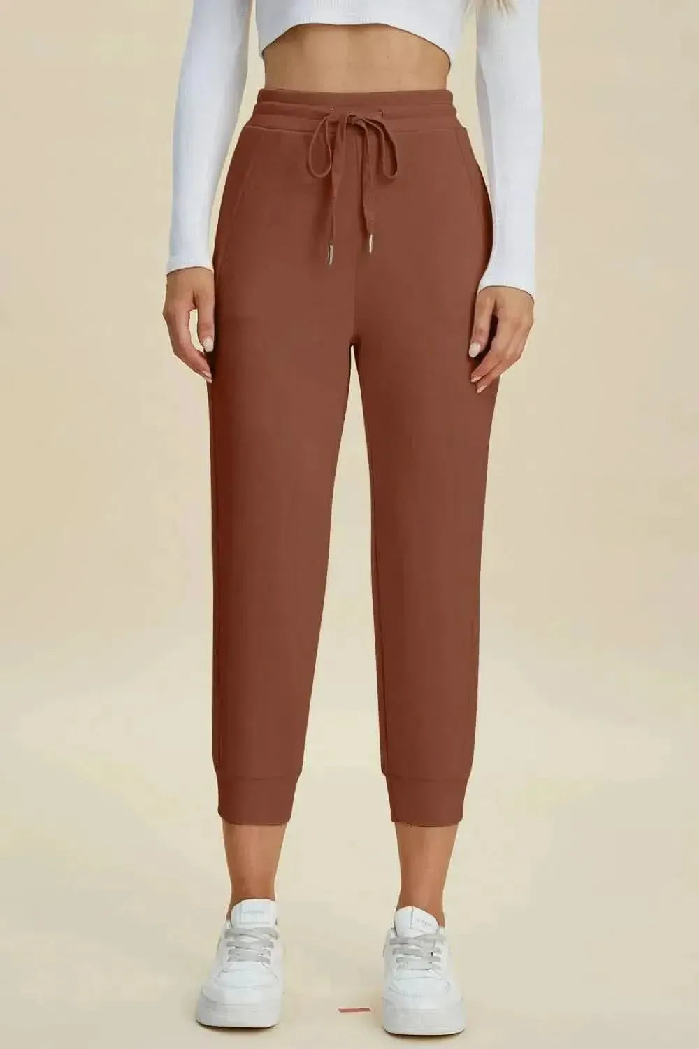 Basic Bae Full Size Air Scuba Drawstring High Waist Cropped Pants - Bad Moms Club