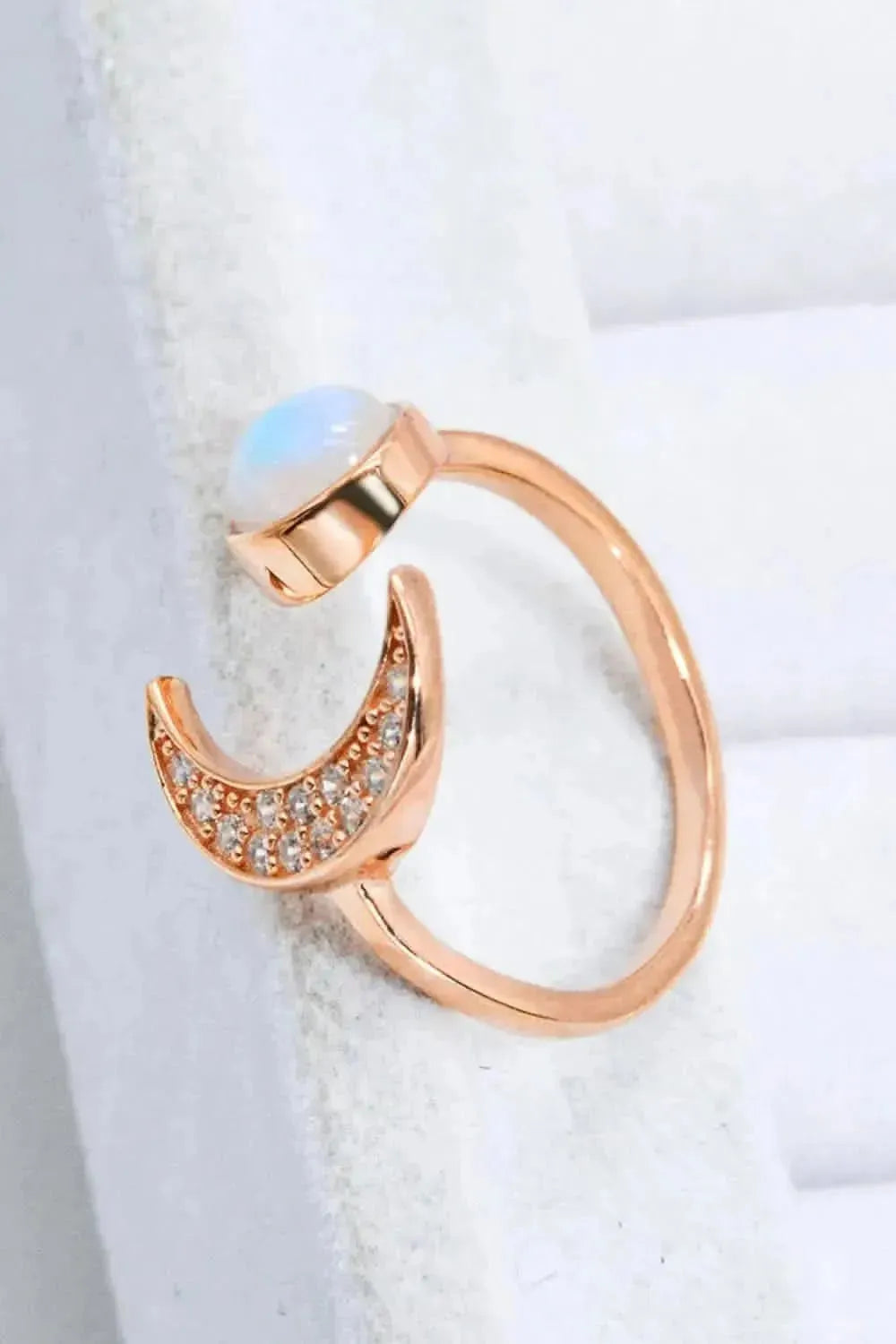 Natural Moonstone and Zircon Sun & Moon Open Ring - Bad Moms Club