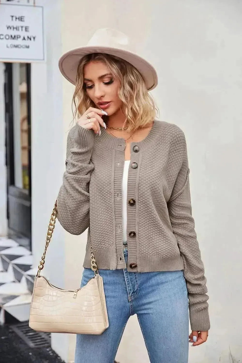 Button Down Exposed Seam Cardigan - Bad Moms Club