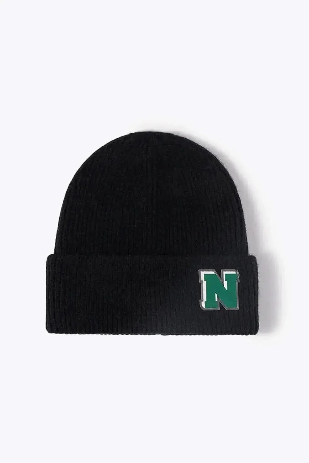Letter N Patch Cuffed Knit Beanie - Bad Moms Club