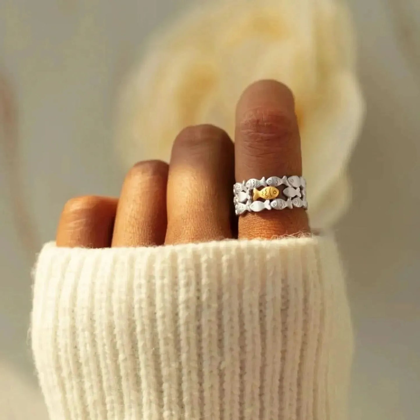 925 Sterling Silver Fish Open Ring - Bad Moms Club