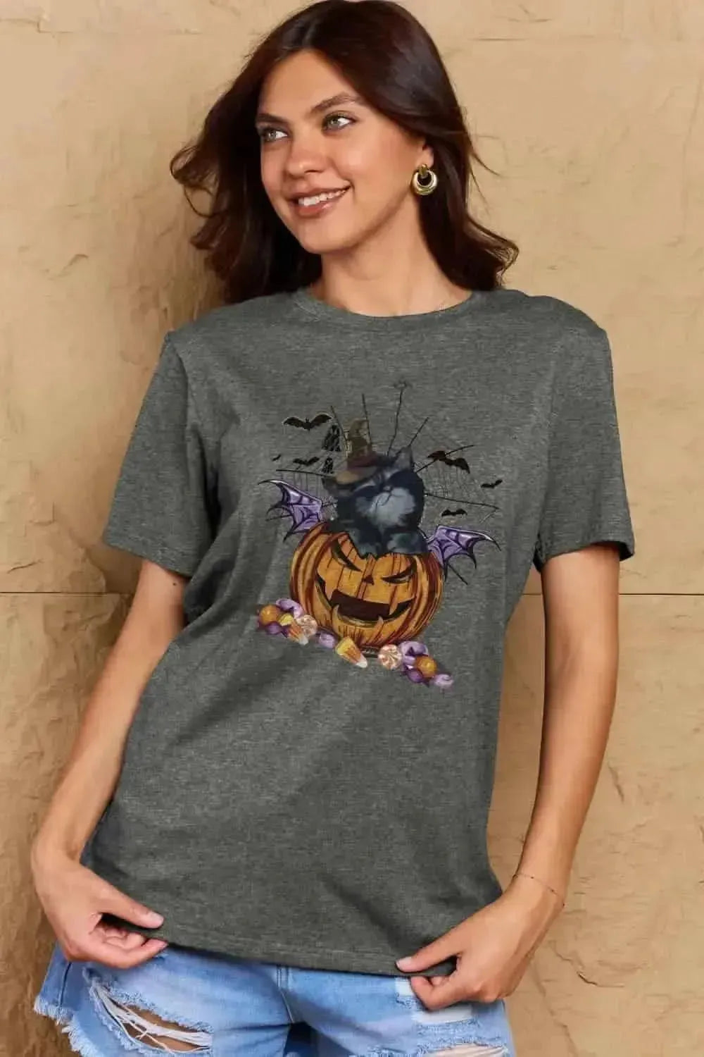 Simply Love Full Size Jack-O'-Lantern Graphic T-Shirt - Bad Moms Club