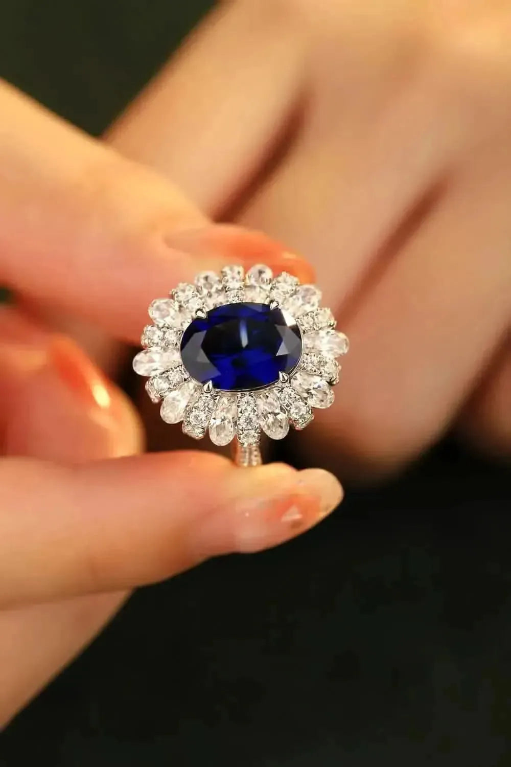 5 Carat Lab-Grown Sapphire Flower Shape Ring - Bad Moms Club