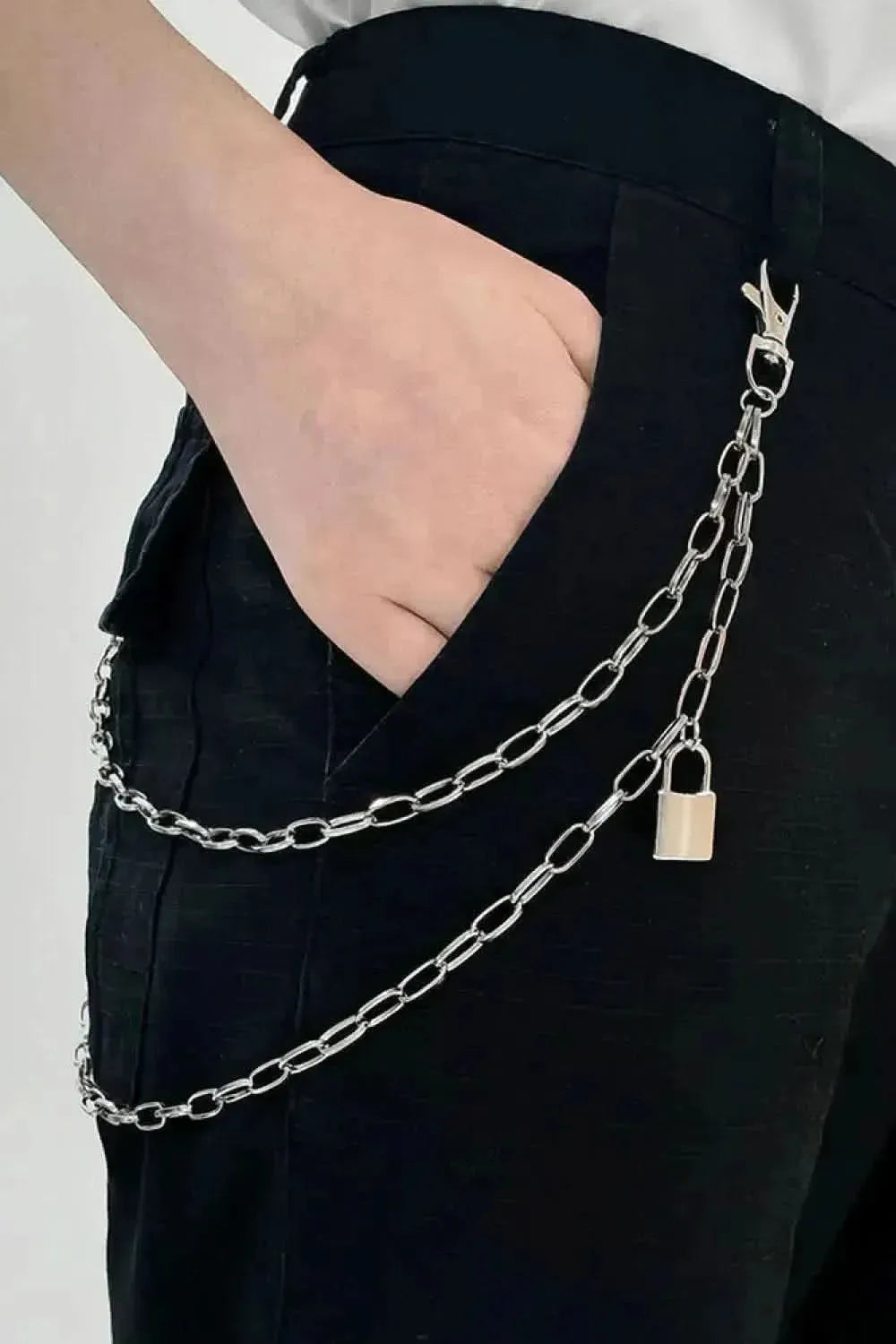 Double Layered Iron Chain Belt with Lock Charm - Bad Moms Club