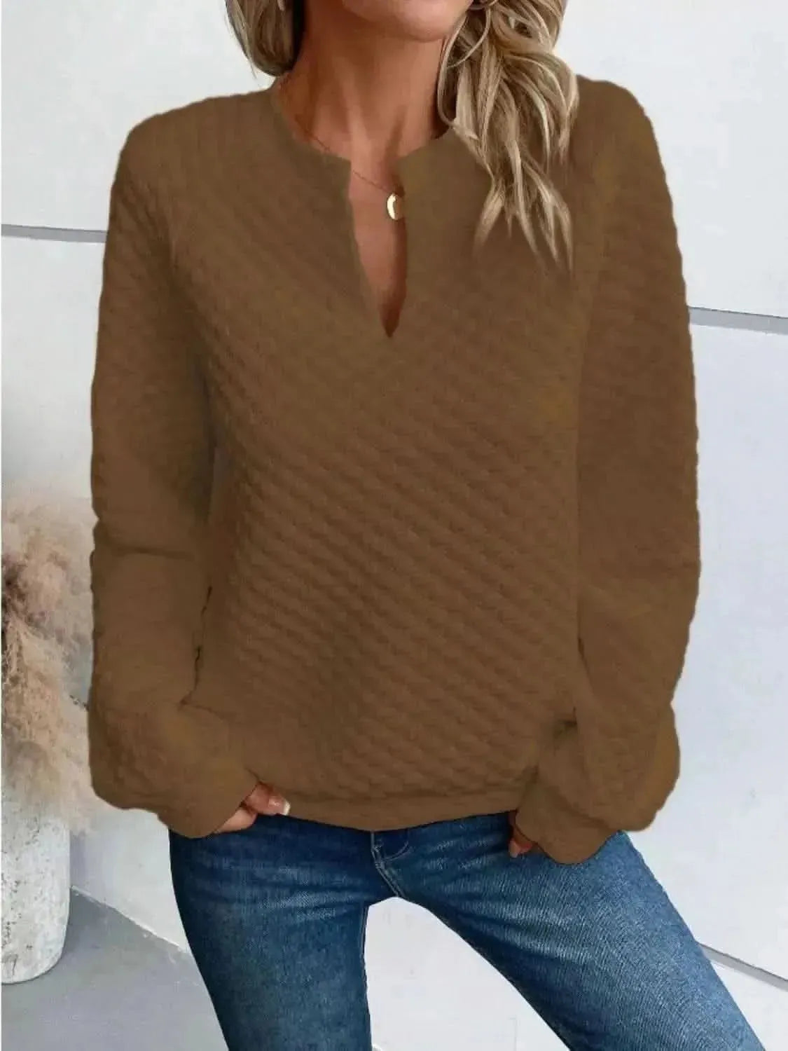 Notched Long Sleeve Sweatshirt - Bad Moms Club