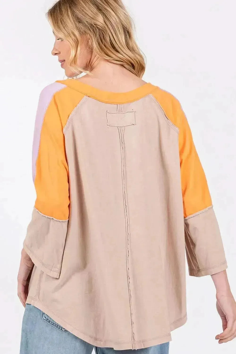 SAGE + FIG Color Block Curved Hem T-Shirt - Bad Moms Club