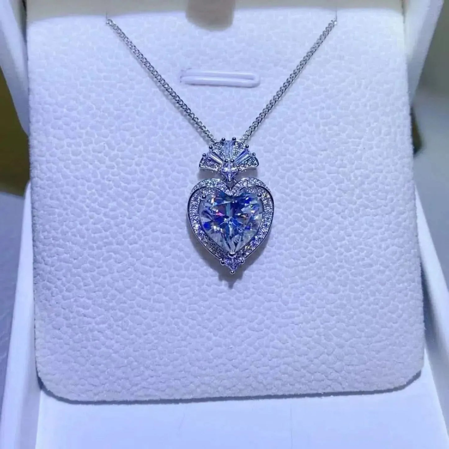 3 Carat Moissanite 925 Sterling Silver Heart Pendant Necklace - Bad Moms Club