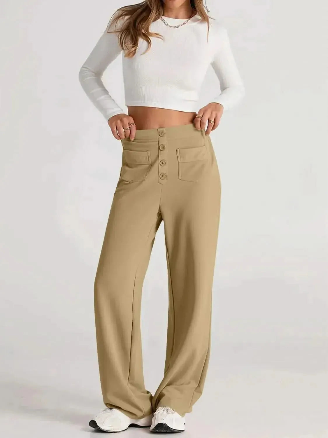 High Waist Wide Leg Pants - Bad Moms Club