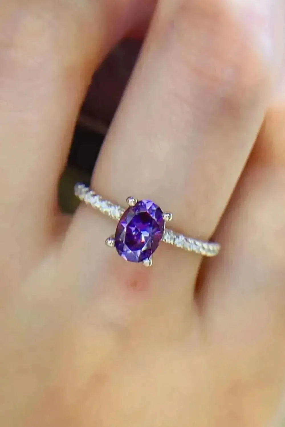 1 Carat Purple Moissanite 4-Prong Ring - Bad Moms Club