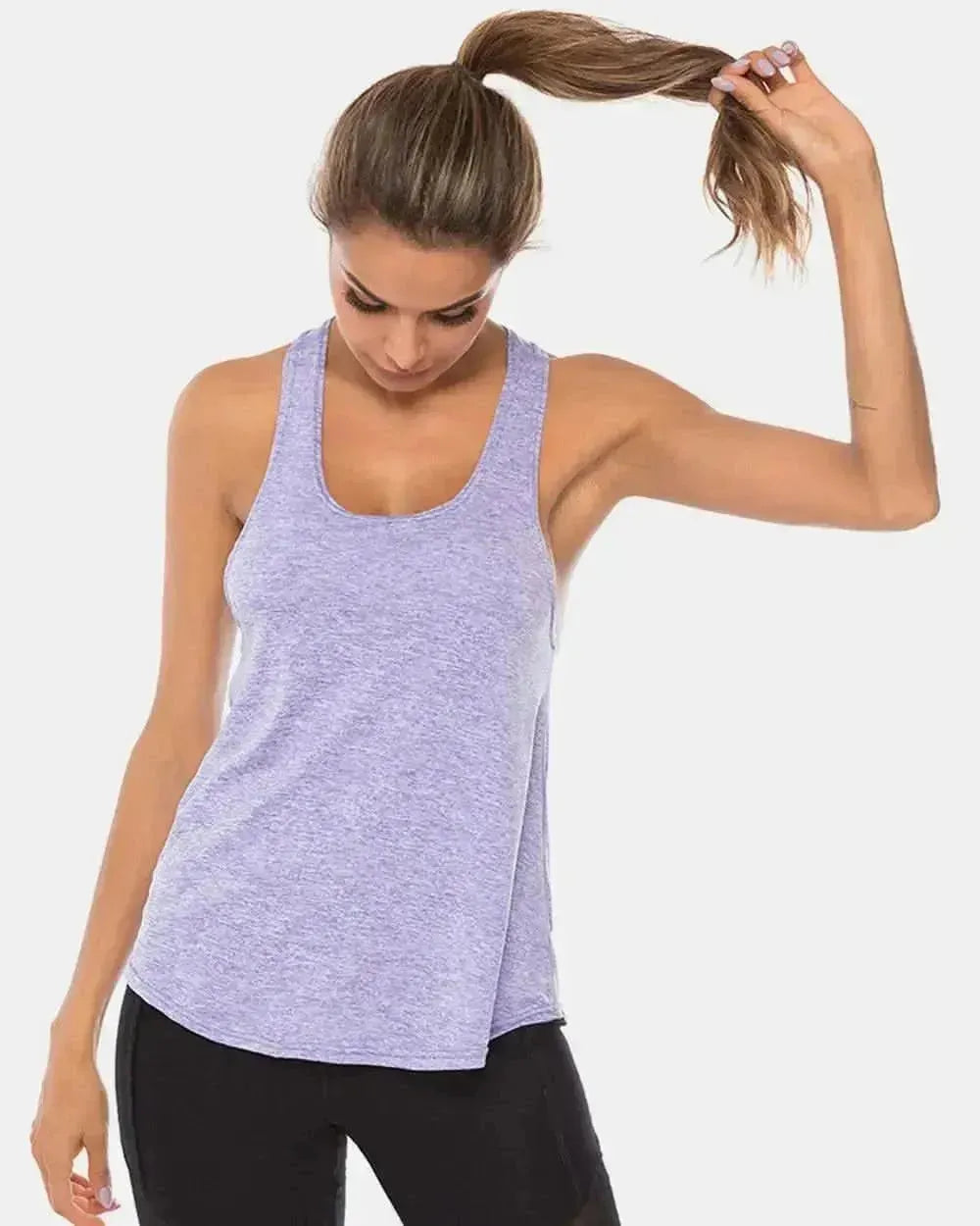 Full Size Scoop Neck Wide Strap Active Tank - Bad Moms Club