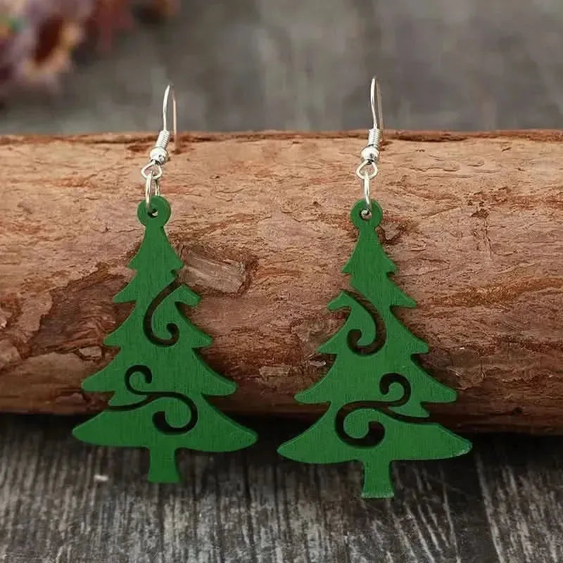 Christmas Tree Wooden Earrings - Bad Moms Club