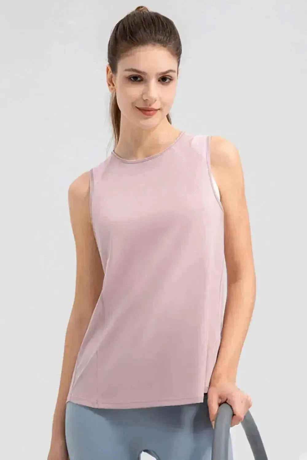 Round Neck Wide strap Active Tank - Bad Moms Club