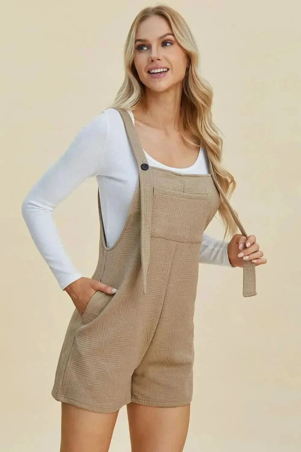 Double Take Full Size Texture Sleeveless Romper - Bad Moms Club