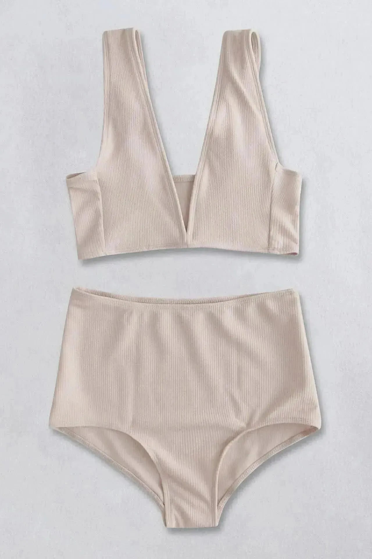 Ribbed V-Neck Bikini Set - Bad Moms Club