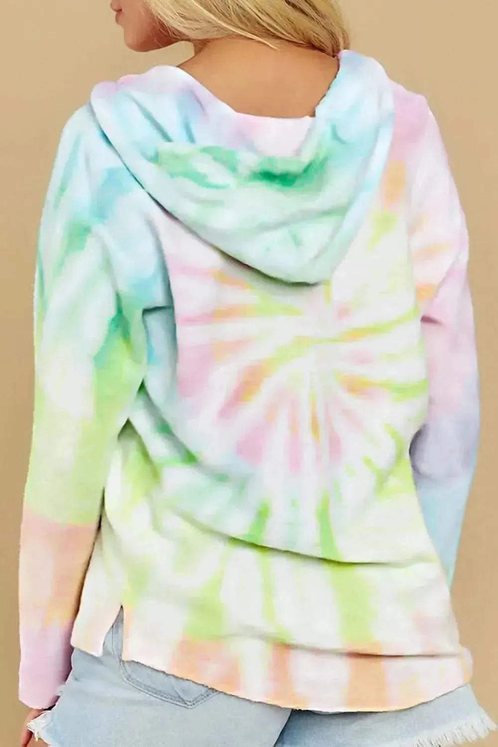Drawstring Tie-Dye Long Sleeve Hoodie - Bad Moms Club