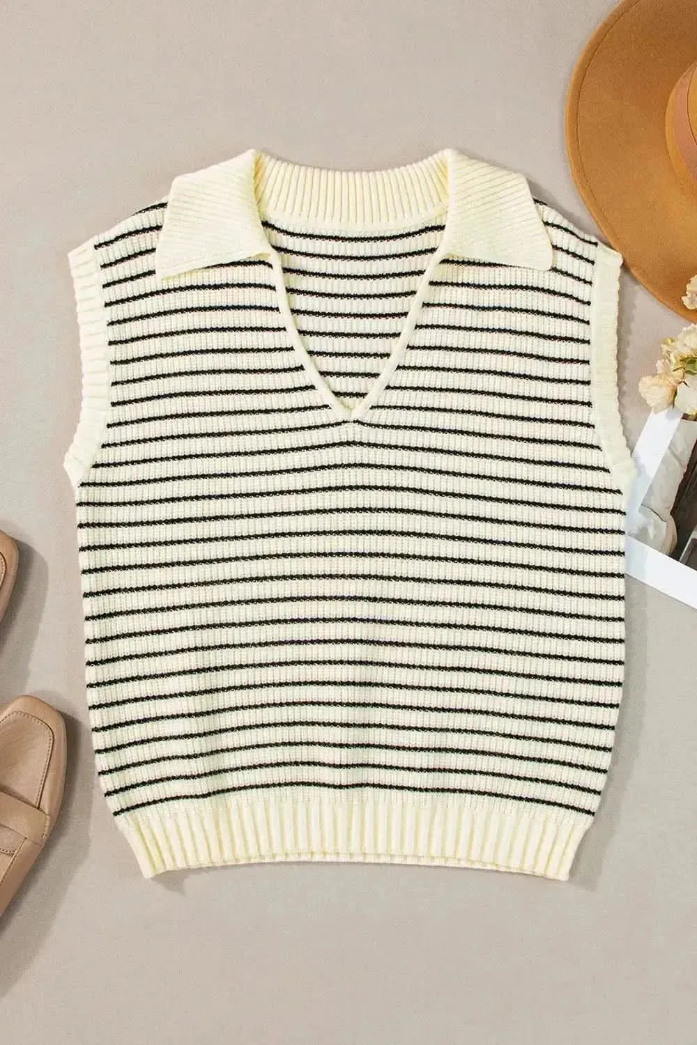 Striped Collared Neck Tank - Bad Moms Club