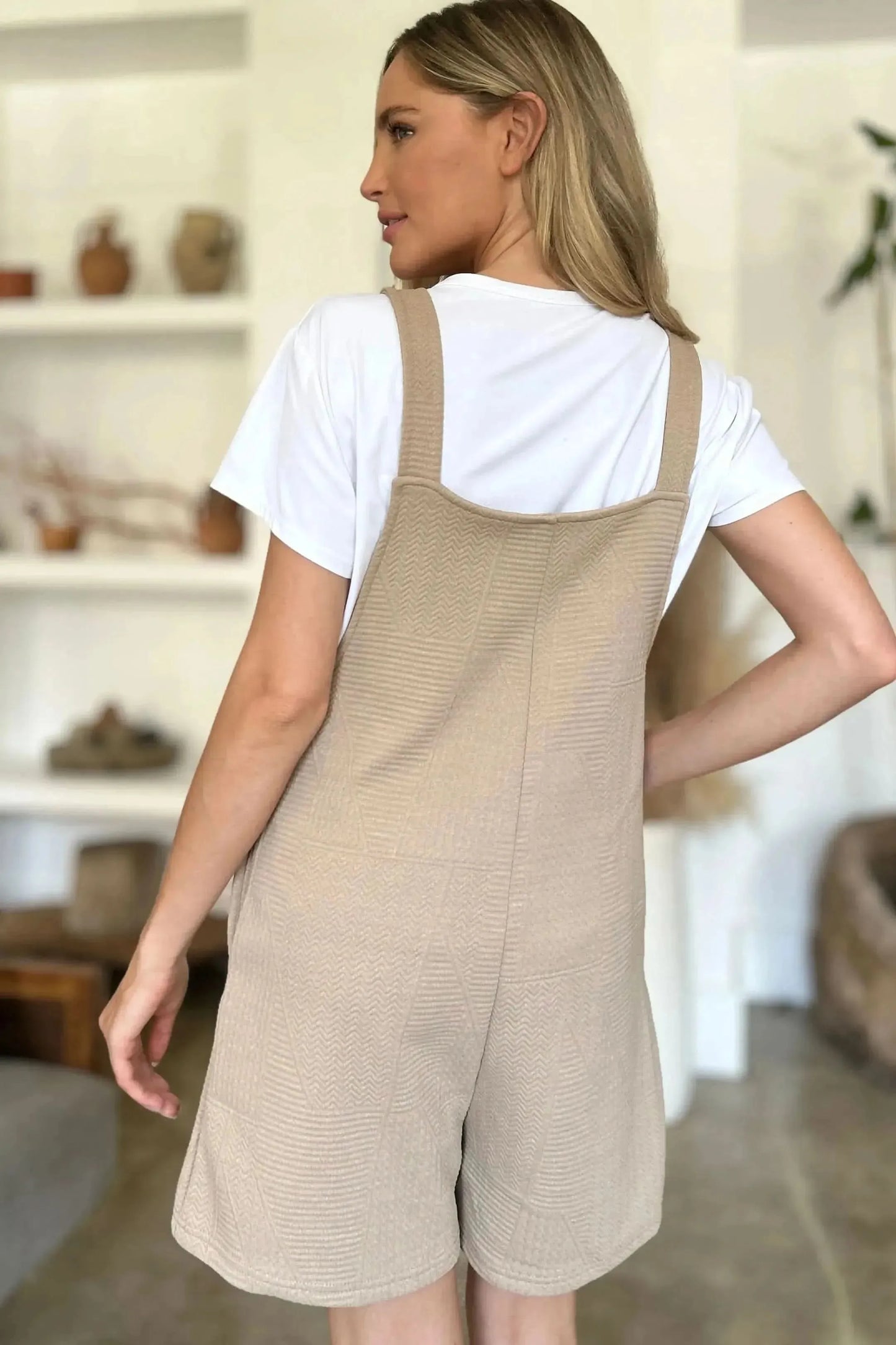Double Take Full Size Texture Sleeveless Romper - Bad Moms Club