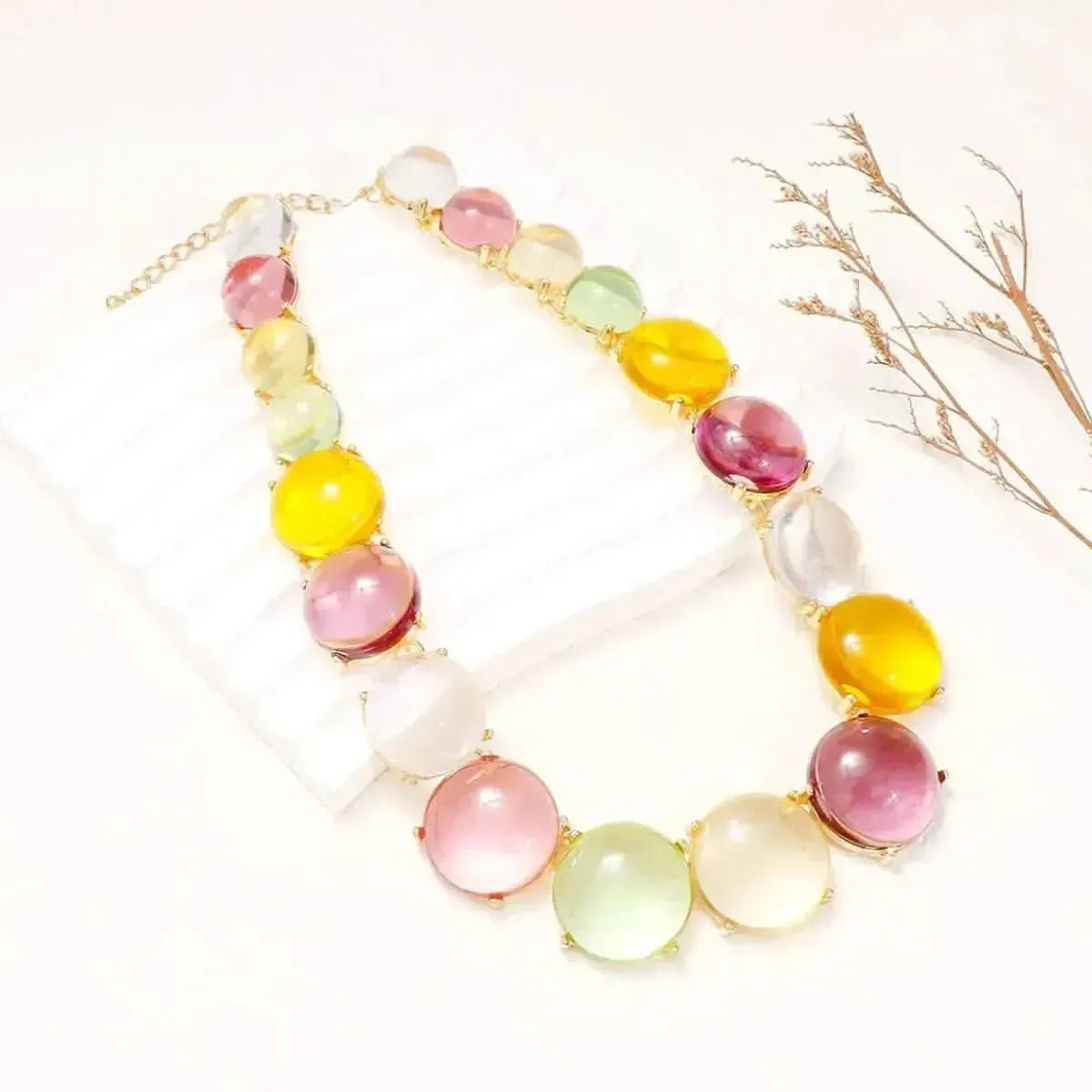 Alloy & Round Rhinestone Necklace - Bad Moms Club