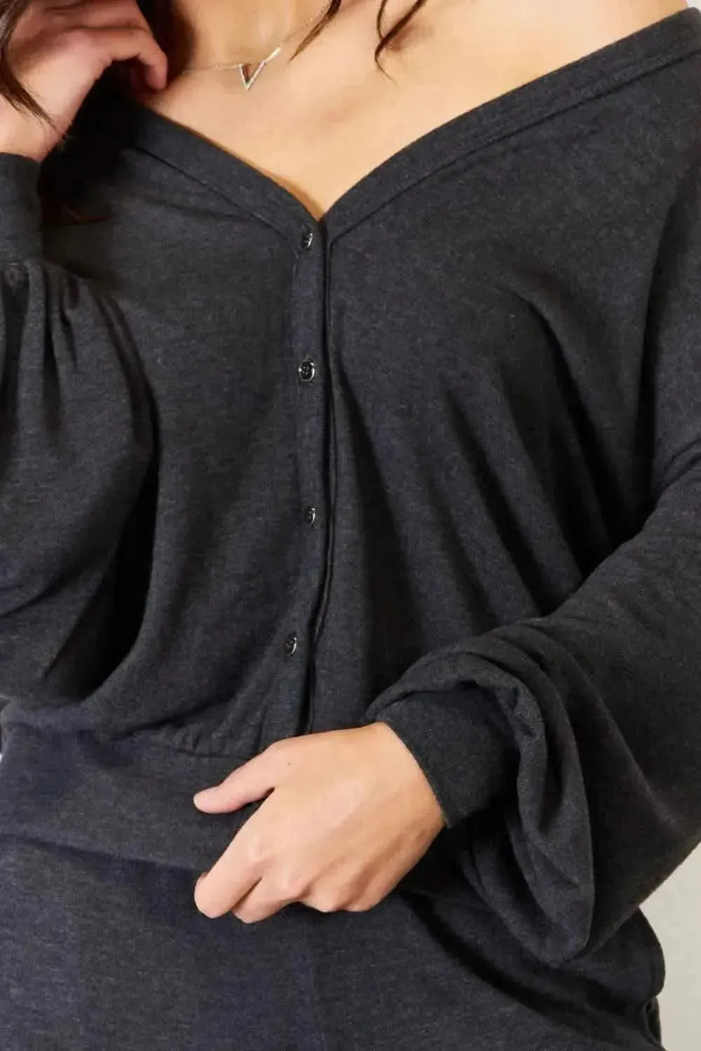RISEN Ultra Soft Button Up Long Sleeve Lounge Cardigan - Bad Moms Club