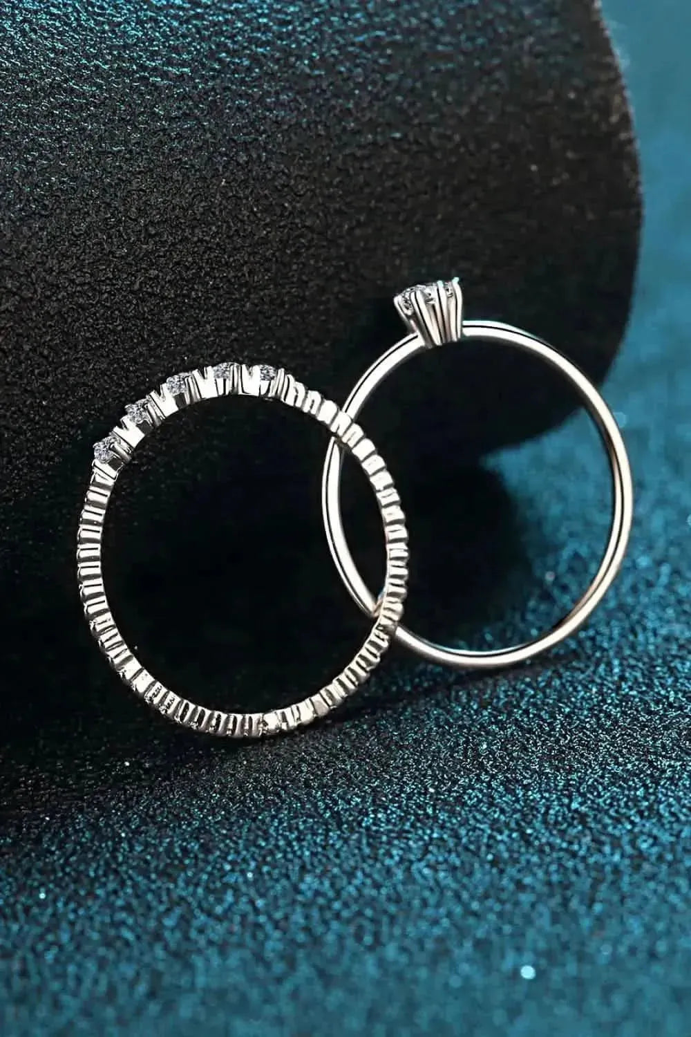 Moissanite 925 Sterling Silver Two-Piece Ring Set - Bad Moms Club