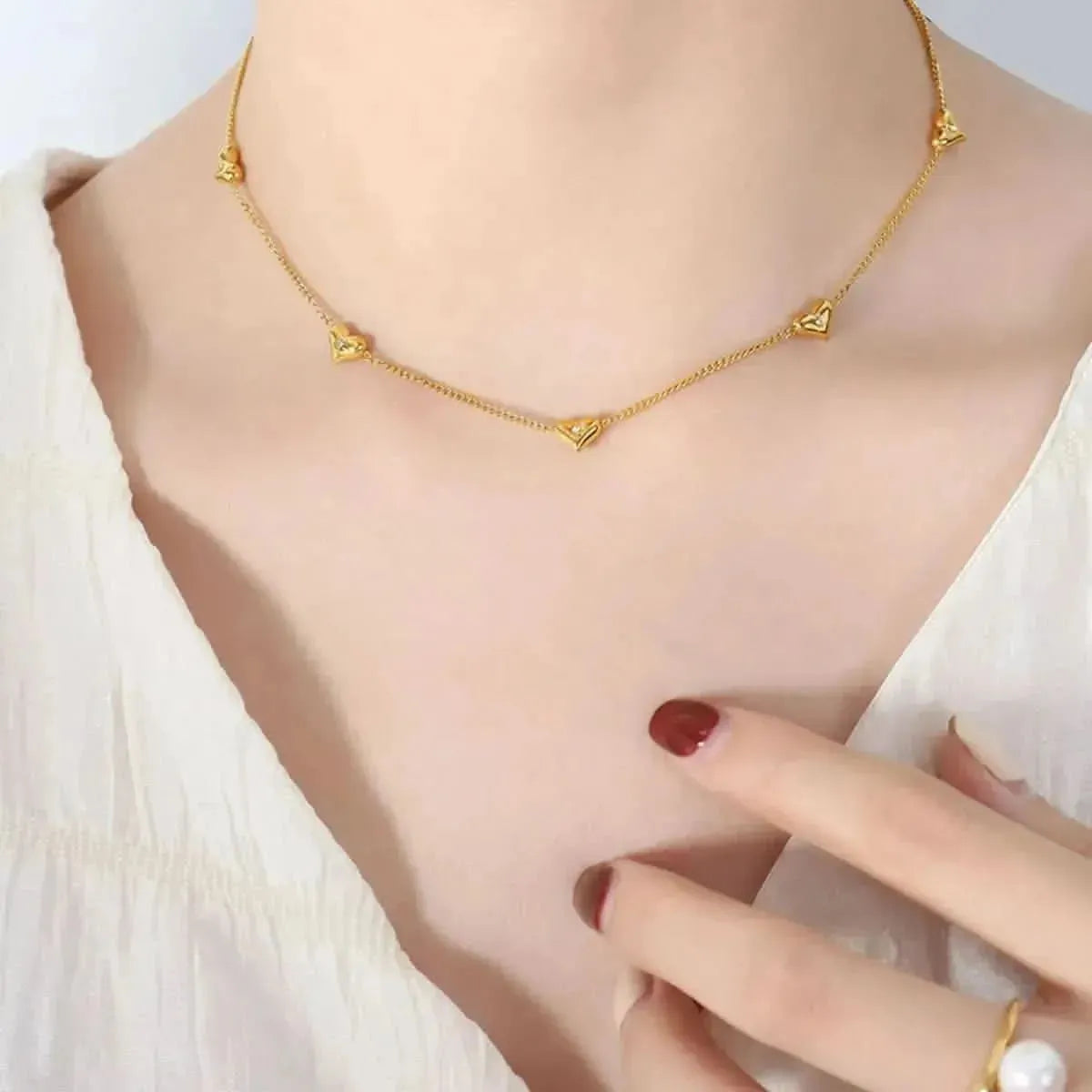 Titanium Steel Zircon Heart Necklace - Bad Moms Club