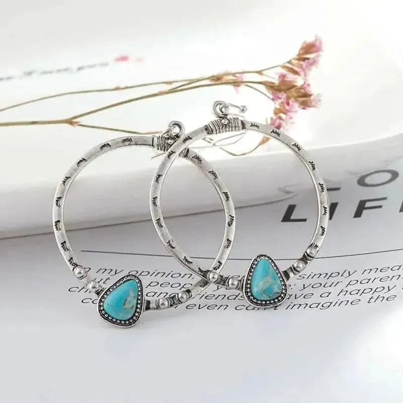 Artificial Turquoise Drop Earrings - Bad Moms Club