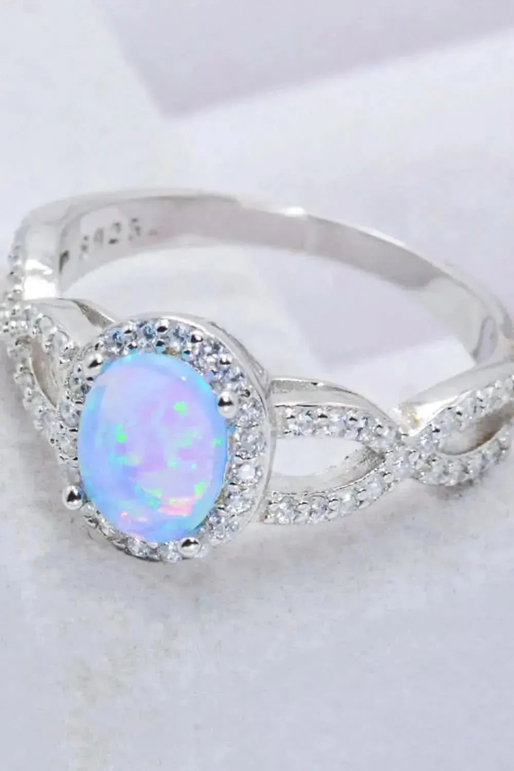 925 Sterling Silver Opal Halo Ring - Bad Moms Club