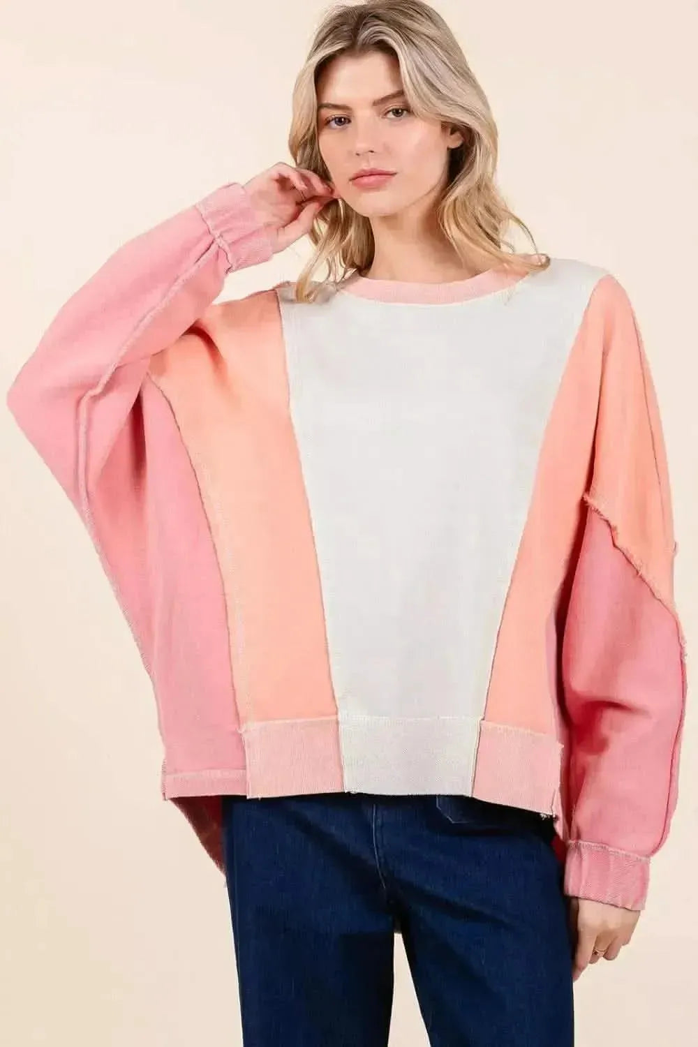Mittoshop Mineral Wash Color Block Sweatshirt - Bad Moms Club