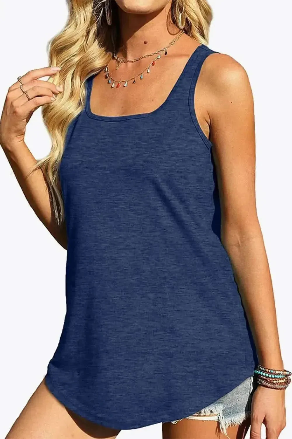Curved Hem Square Neck Tank - Bad Moms Club