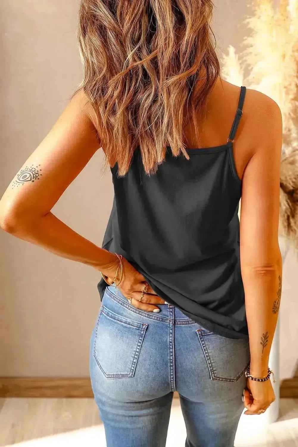 Full Size Lace Trim V-Neck Cami Top - Bad Moms Club