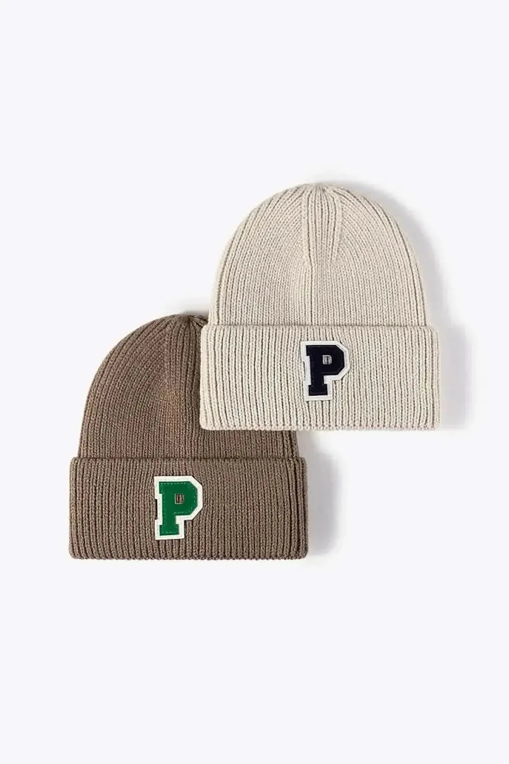 Letter Patch Cuffed Knit Beanie - Bad Moms Club