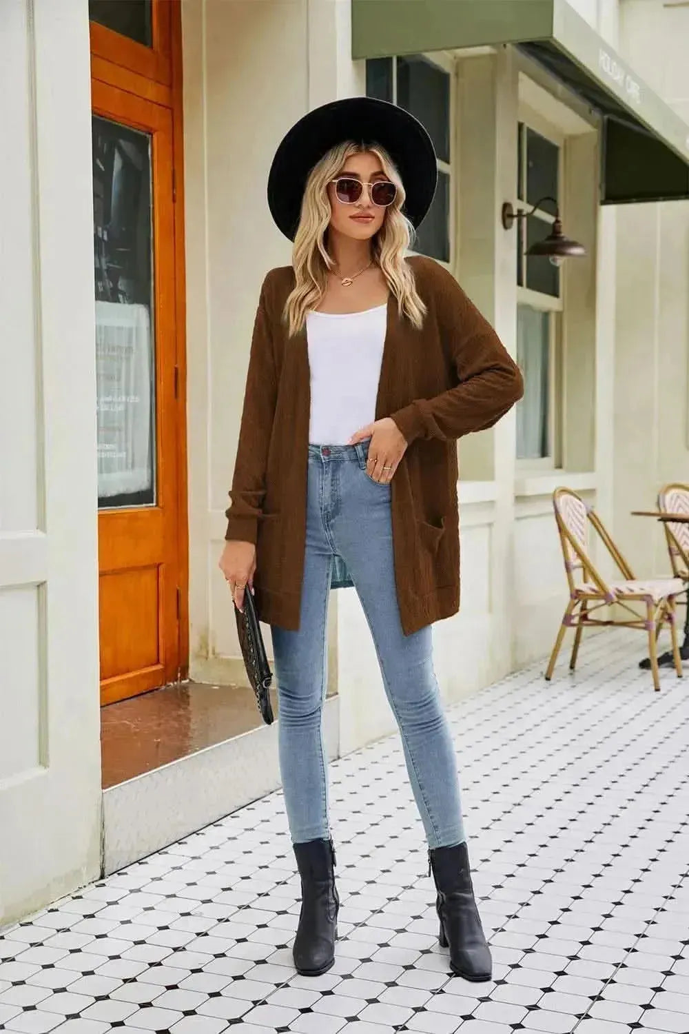 Long Sleeve Pocketed Cardigan - Bad Moms Club