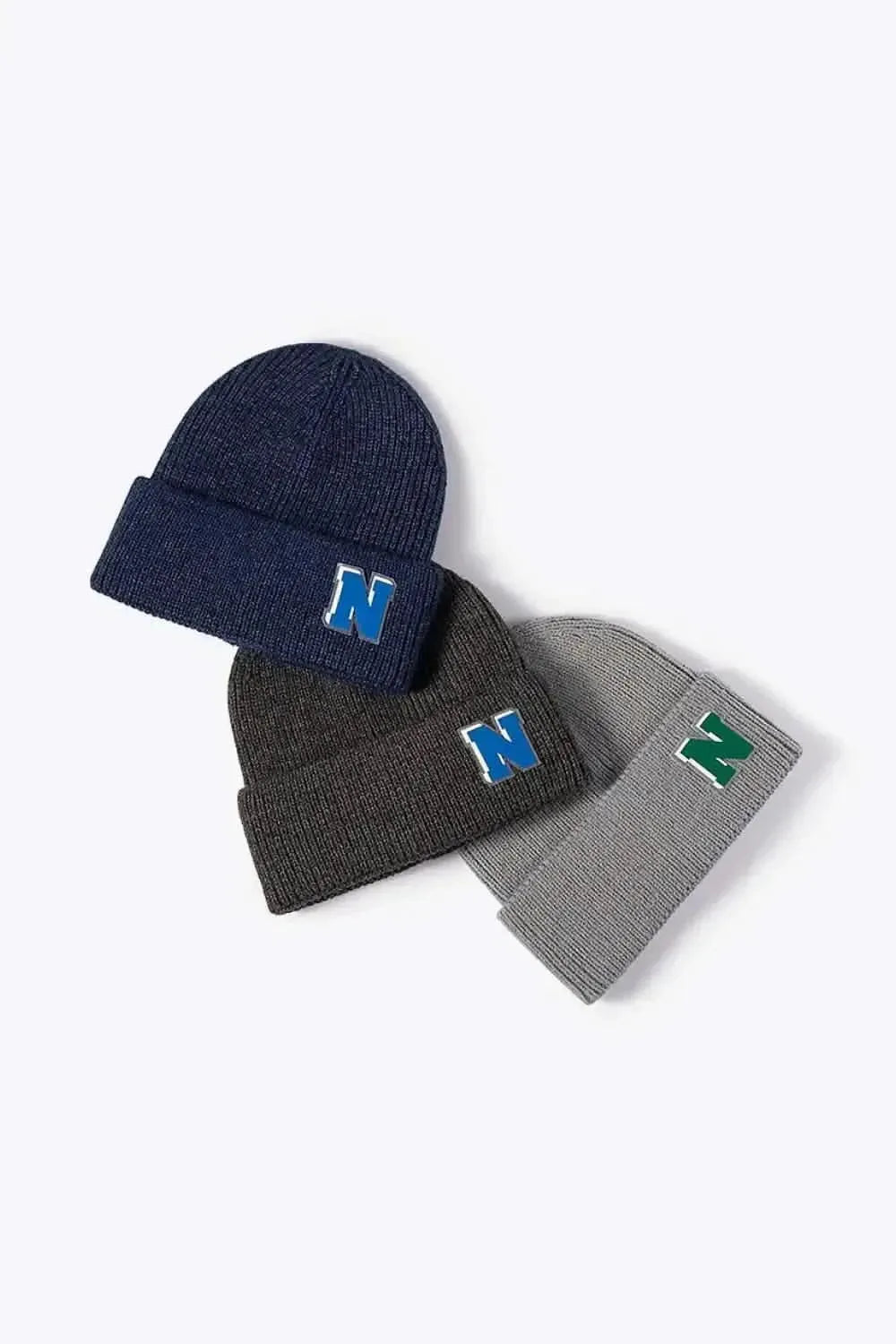 Letter N Patch Cuffed Knit Beanie - Bad Moms Club