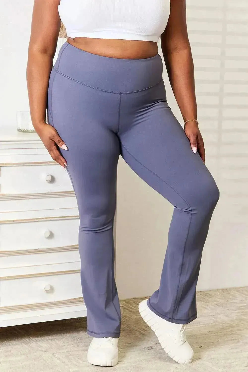 Basic Bae Wide Waistband Bootcut Sports Pants - Bad Moms Club