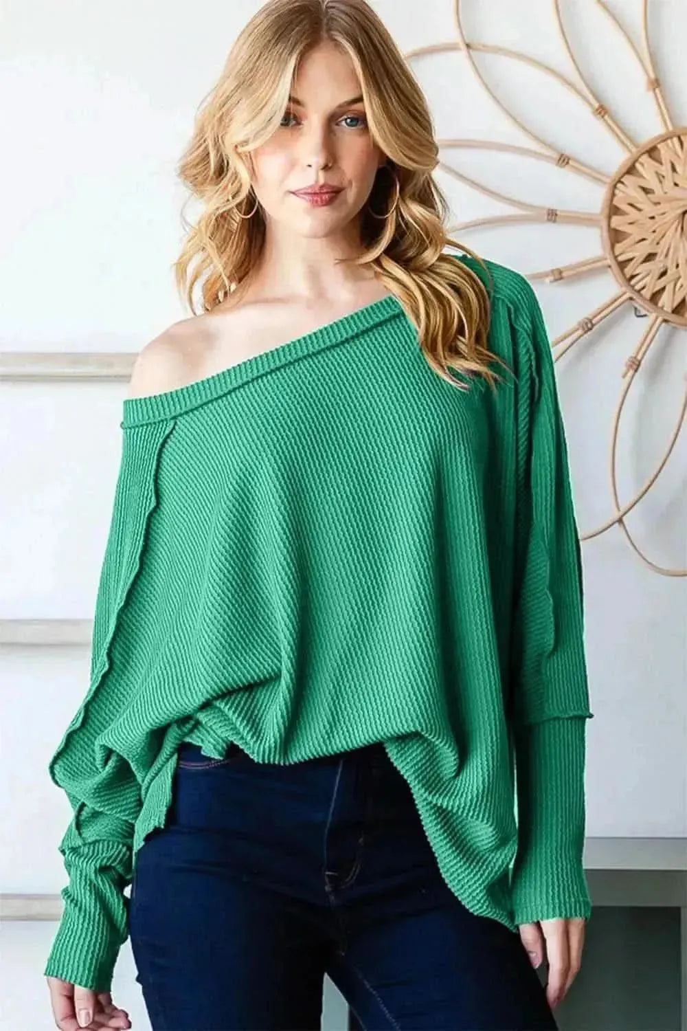 Reborn J Exposed Seam Lantern Sleeve Top - Bad Moms Club