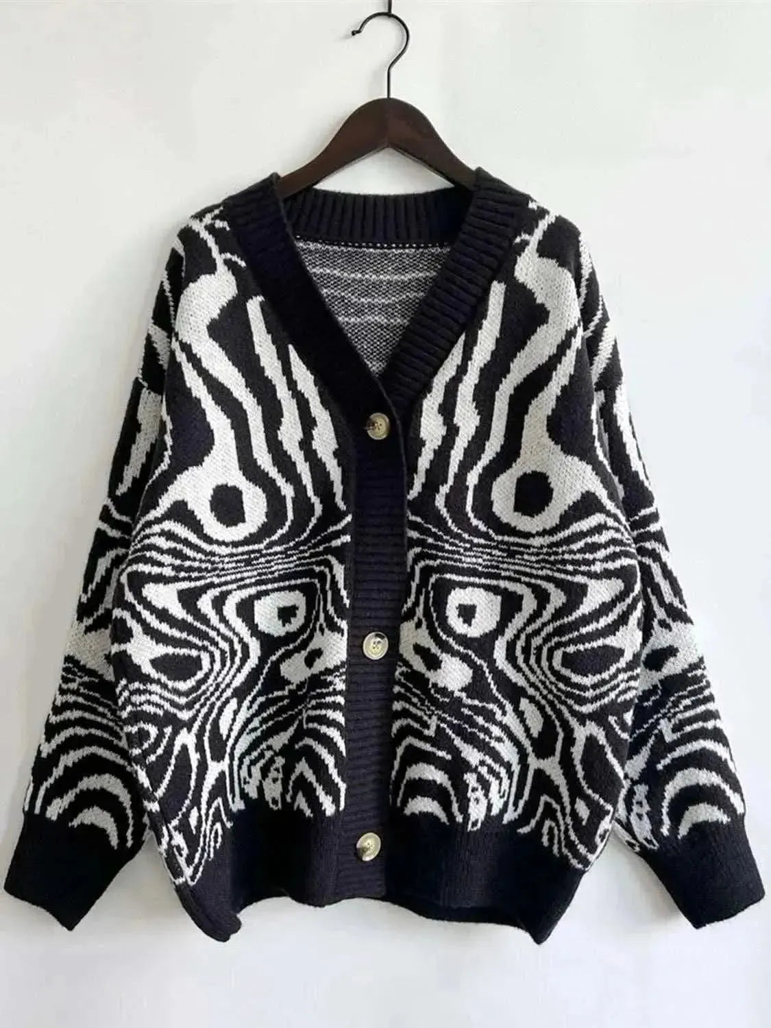 Abstract Pattern Button Down Cardigan - Bad Moms Club