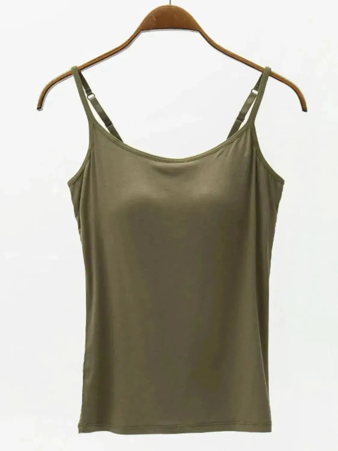 Full Size Adjustable Strap Modal Cami with Bra - Bad Moms Club