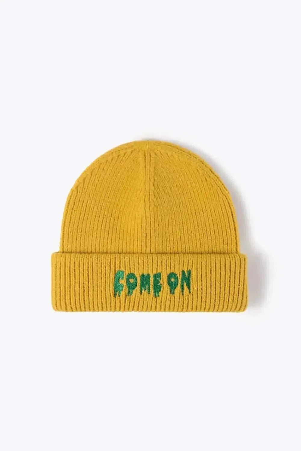 COME ON Embroidered Cuff Knit Beanie - Bad Moms Club