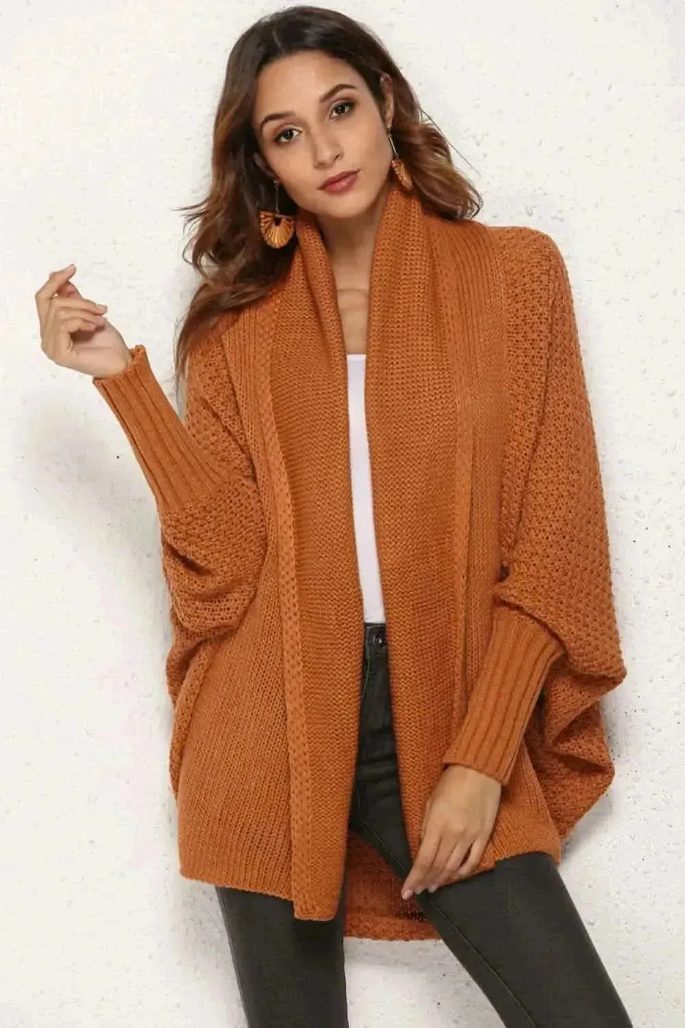 Open Front Dolman Sleeve Longline Cardigan - Bad Moms Club