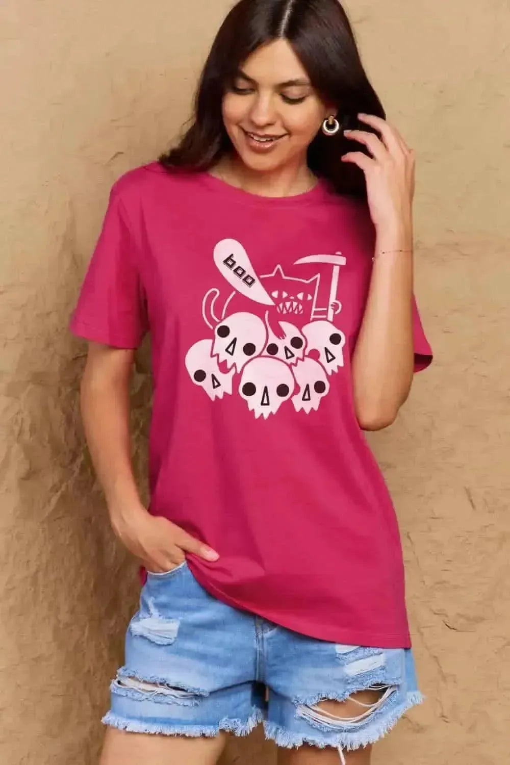 Simply Love Full Size Graphic BOO Cotton T-Shirt - Bad Moms Club