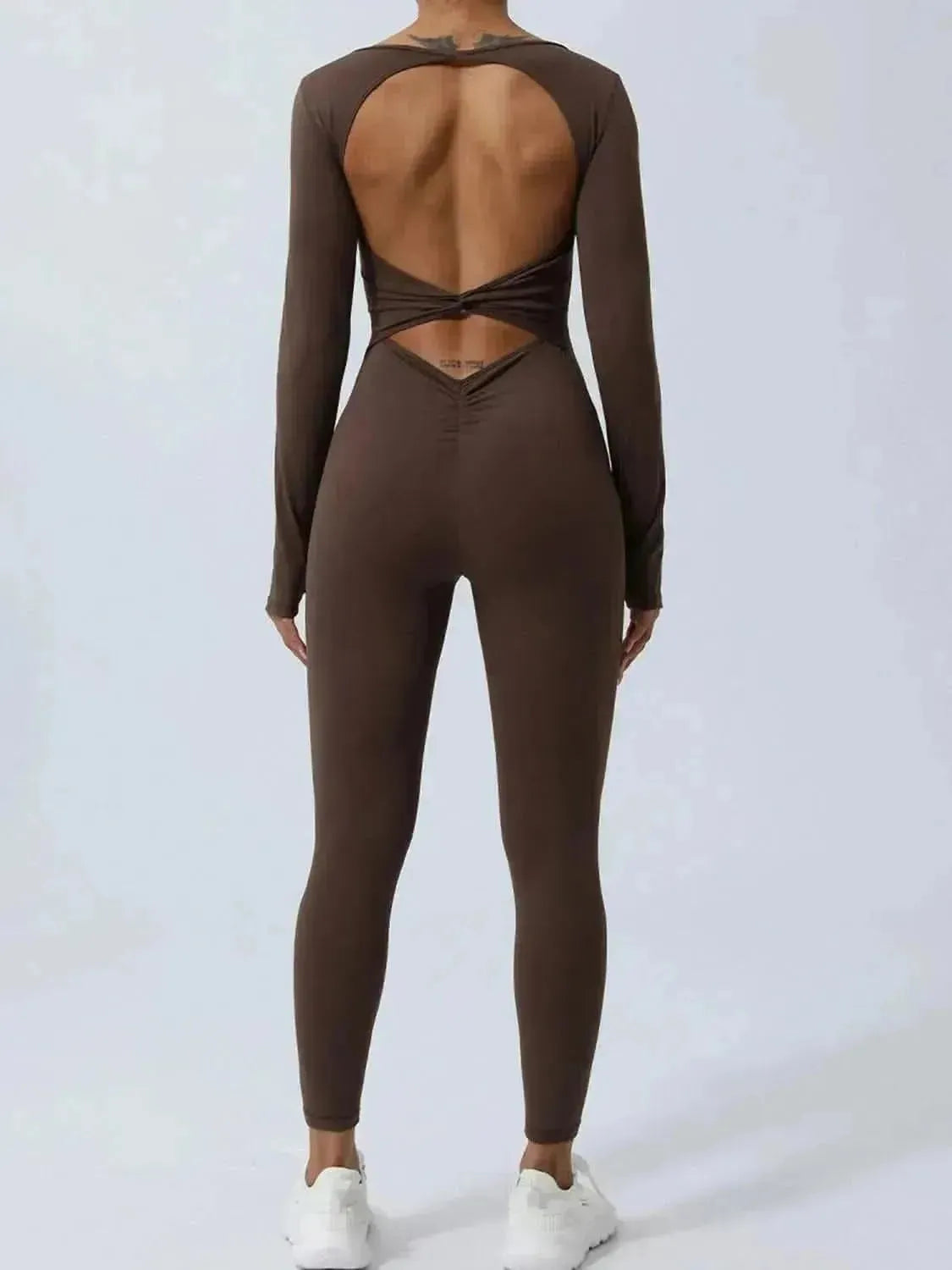 Twisted Backless Long Sleeve Jumpsuit - Bad Moms Club