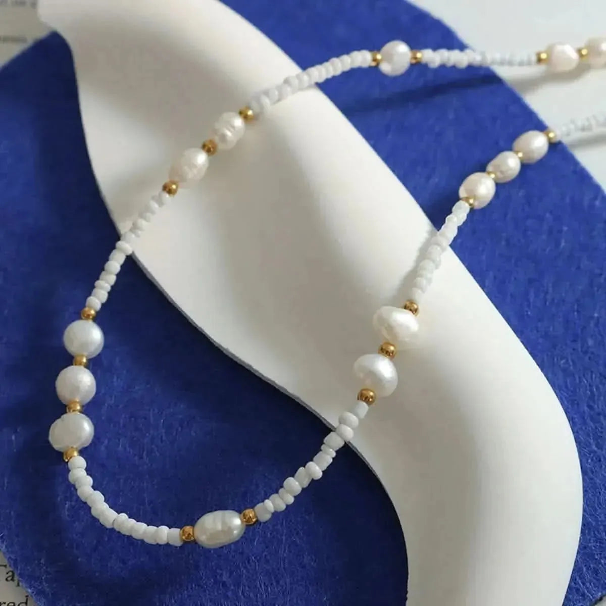 Titanium Steel Glass Bead Pearl Necklace - Bad Moms Club