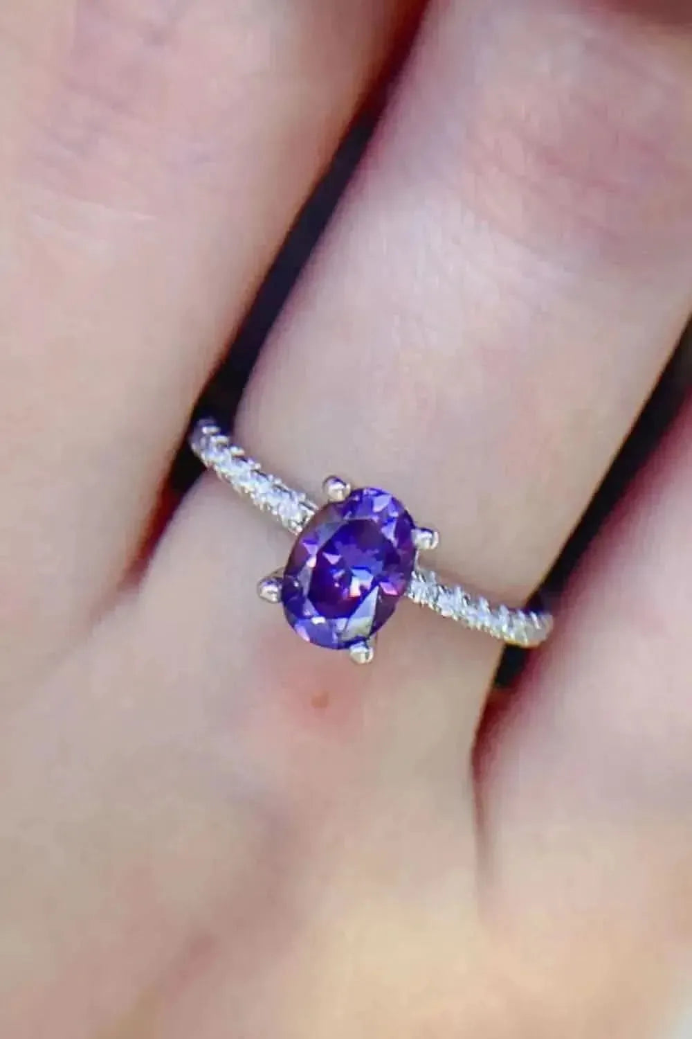 1 Carat Purple Moissanite 4-Prong Ring - Bad Moms Club